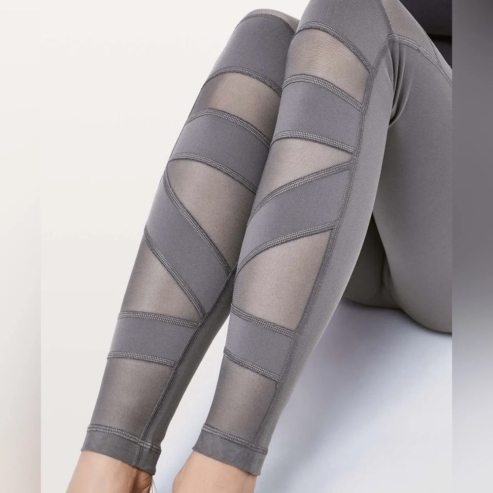 Lululemon Wunder Under Mesh Panel Leggings Gray Size 4